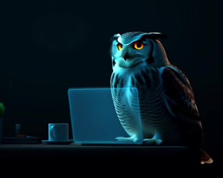 Paste the API Key music video poster — owl at a glowing terminal